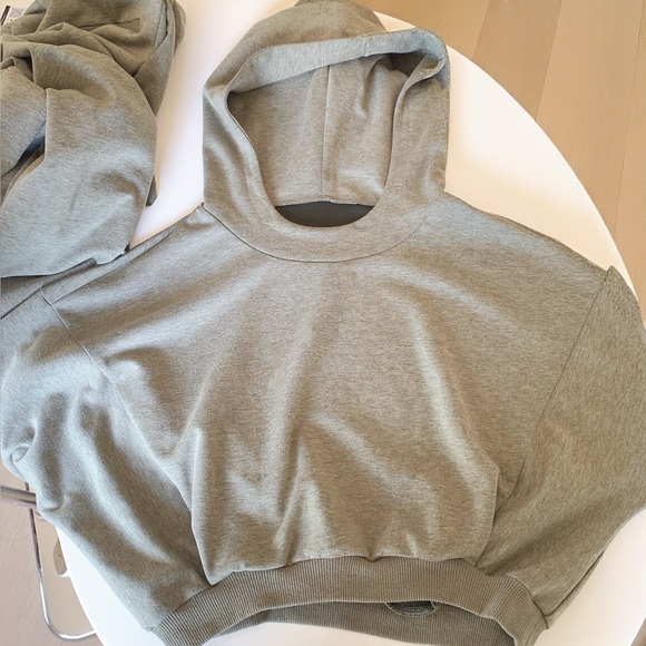 Sage Green Cropped Hoodie Wide Leg Pants Set S - Picture 7 of 7